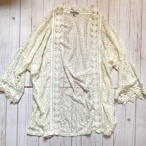 Charlotte Russe White Lace Kimono Crochet Trim